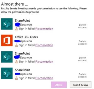 A screenshot that displays a sign in failure in SharePoint, with a 