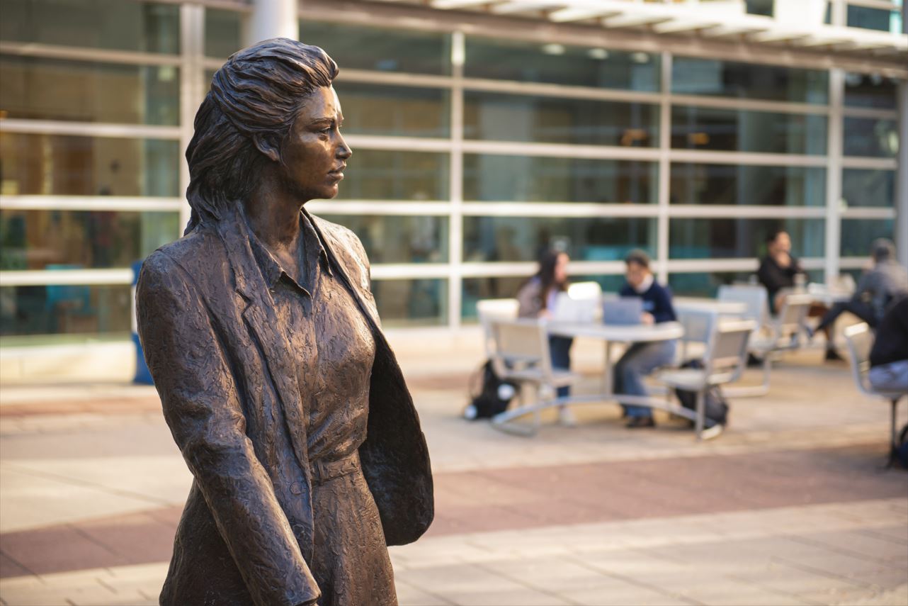 Statue of a woman at Smeal College of Business